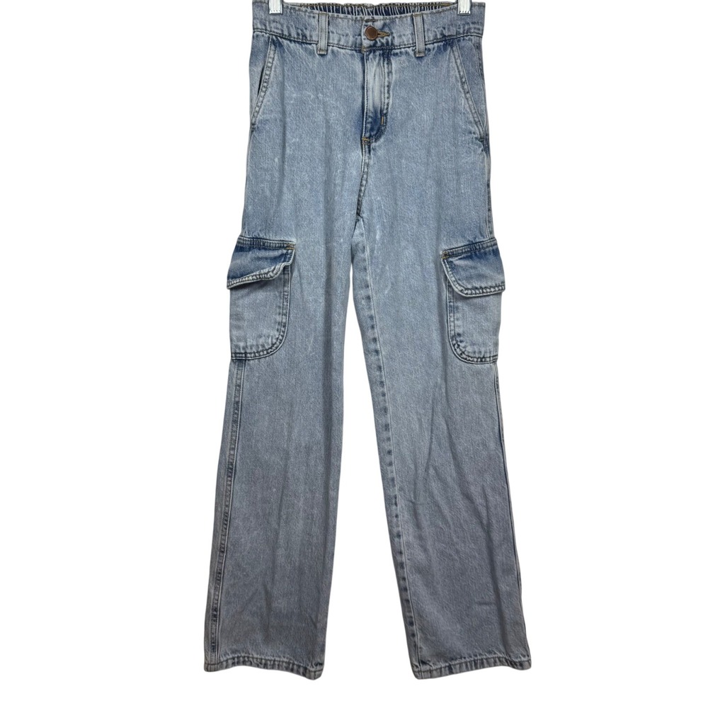 Young Connection Kids Blue‎ Denim Cargo Pants Elastic Waist Girls Size 10